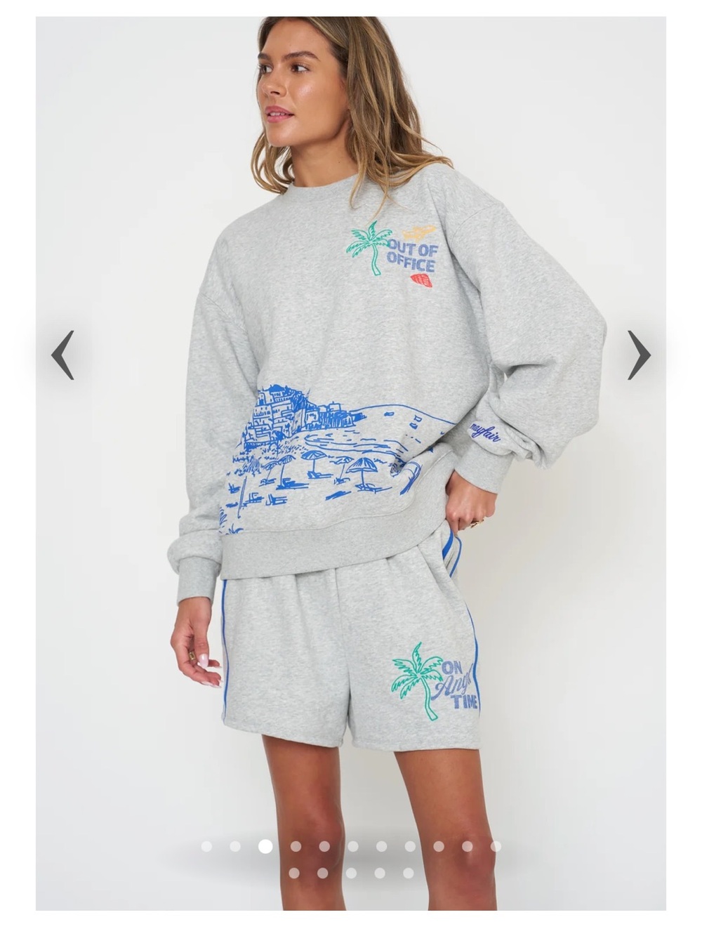 NWT- Mayfair Group- Out of Office Grey Palm-Print Sweatshirt